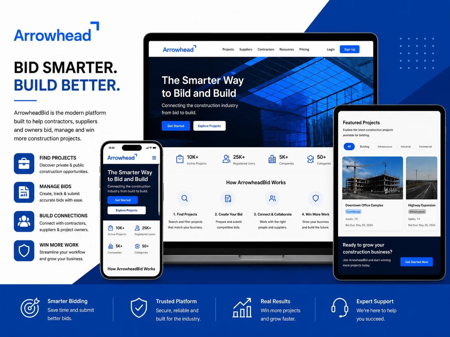 ArrowheadBid modern construction bidding website design.