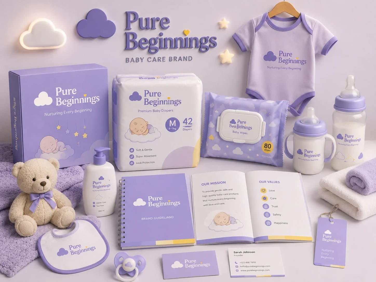 Pure Beginnings baby care branding guideline design
