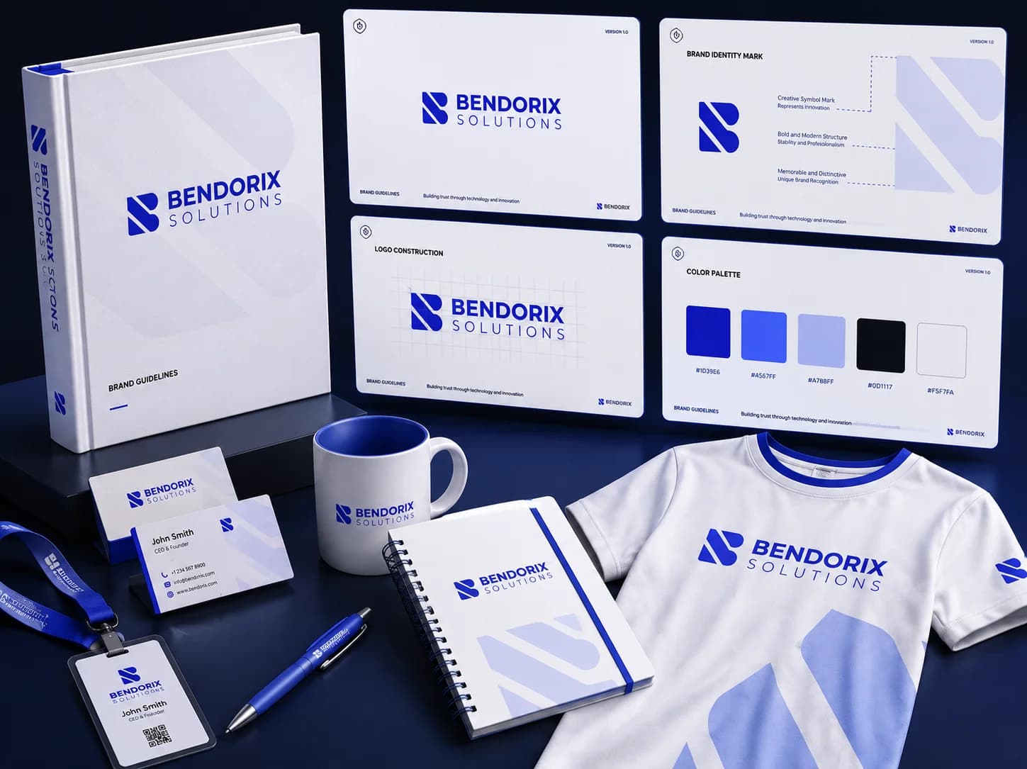Bendorix Solutions corporate branding identity mockup