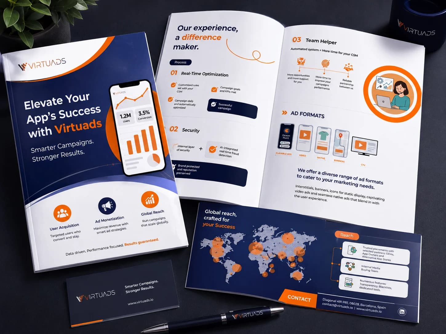 Virtuads marketing brochure design mockup