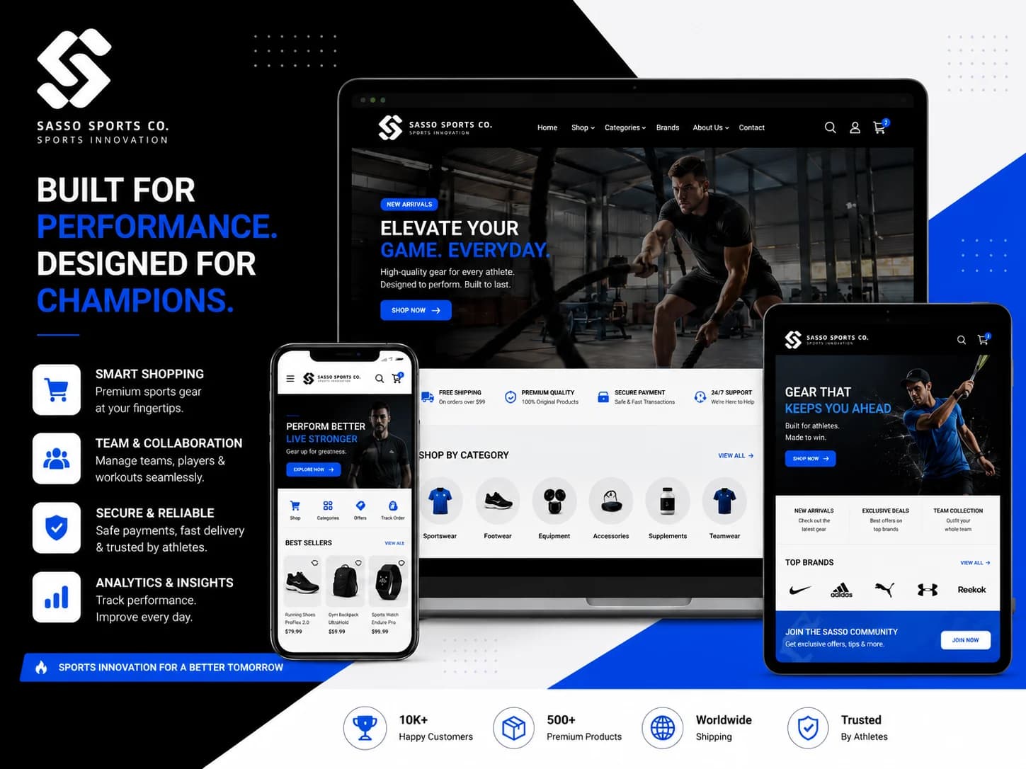 Sasso Sports modern eCommerce website design.