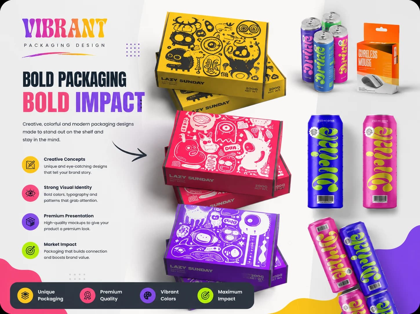 Creative product packaging design collection showcase