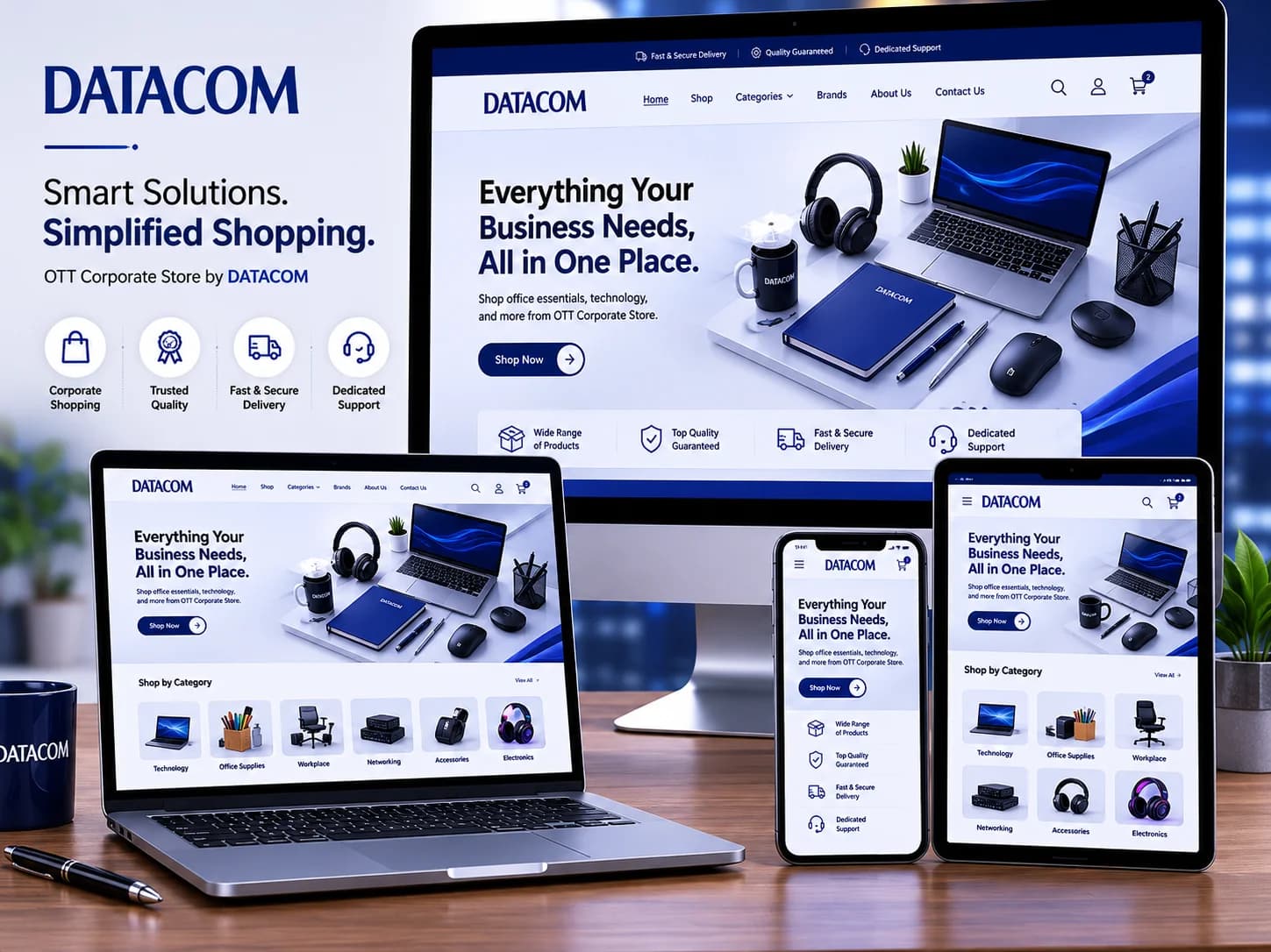 DATACOM responsive corporate eCommerce website
