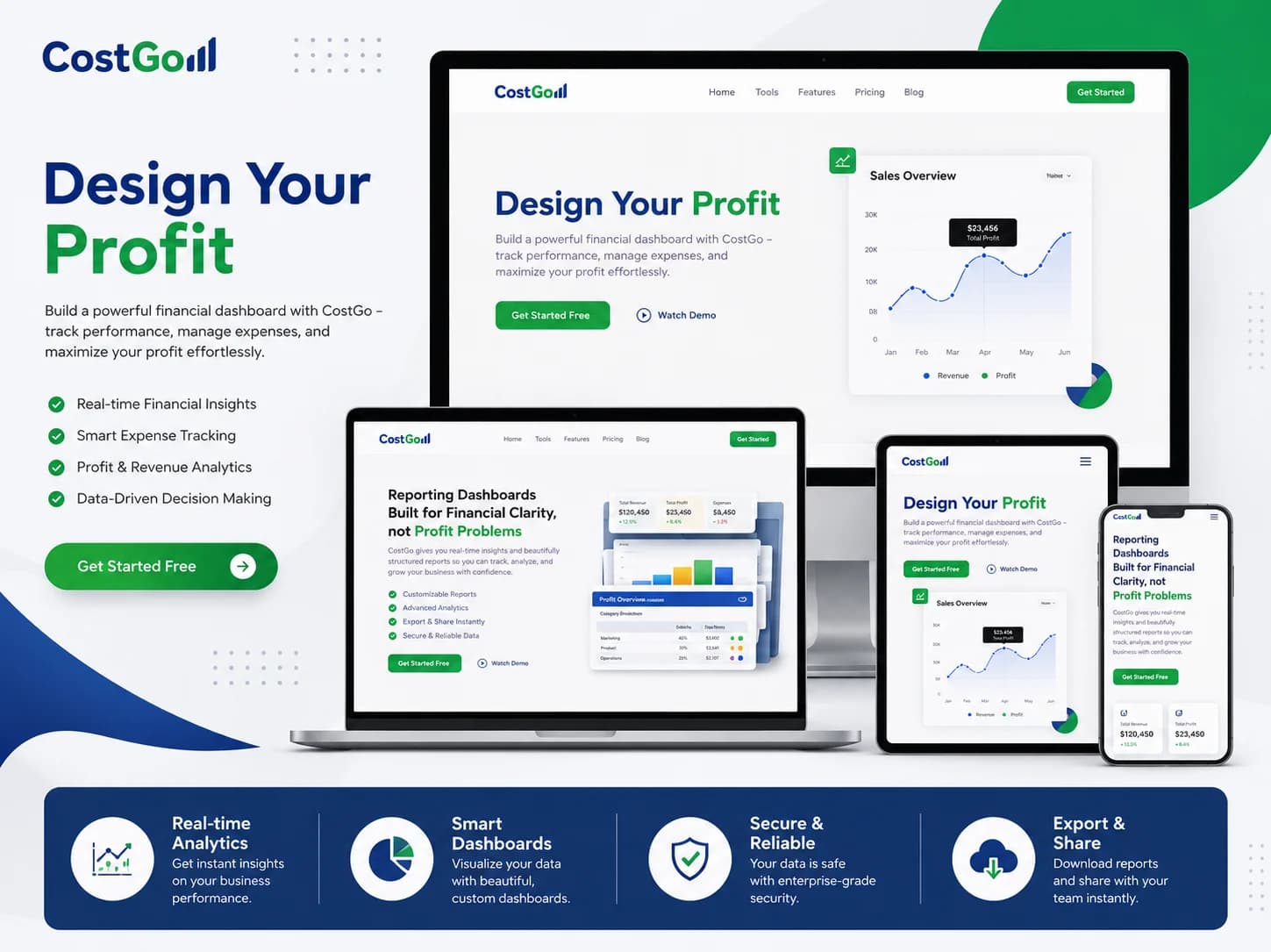 CostGo – Financial Analytics Website UI Design —