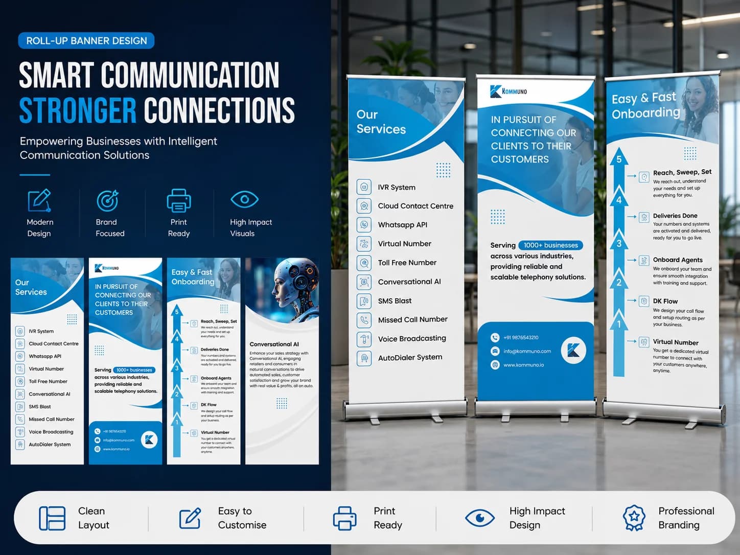 Kommuno smart communication roll-up banner mockup