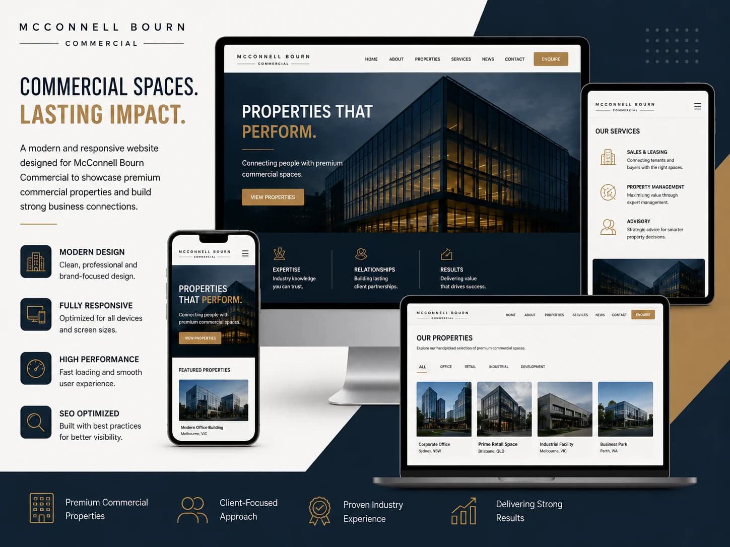 McConnell Bourn Commercial responsive website design.