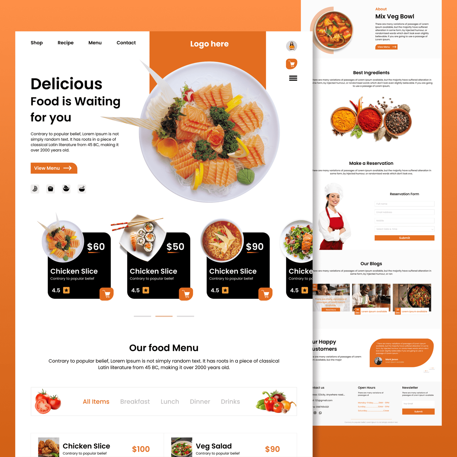 Restaurants website UI
